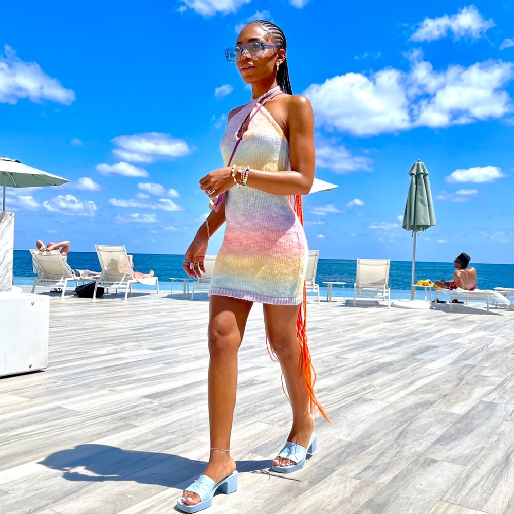 RAINBOW KNIT SUMMER DRESS